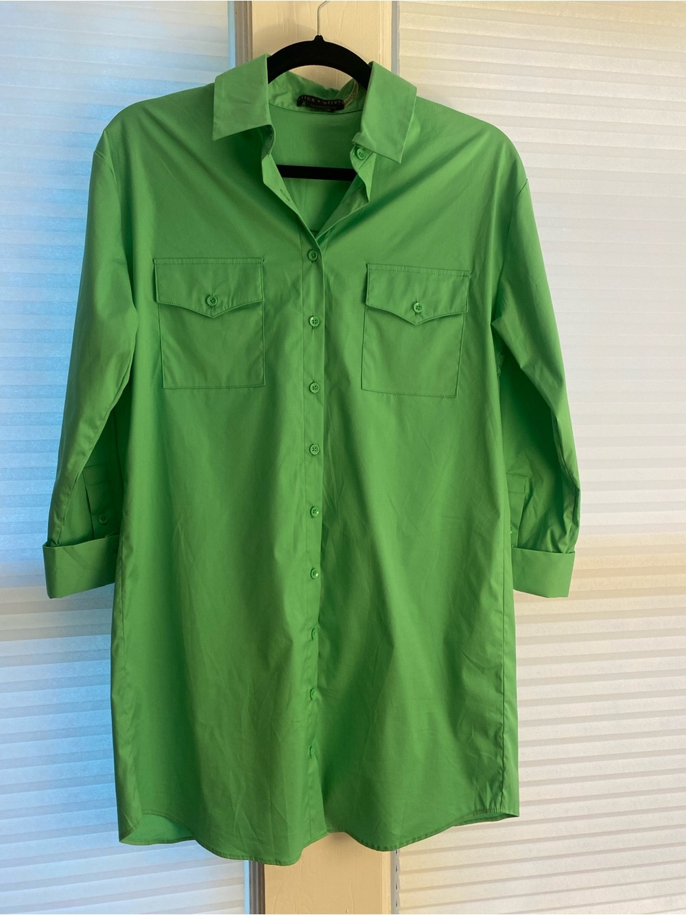 Alice + Olivia Kelly Green Shirt Dress